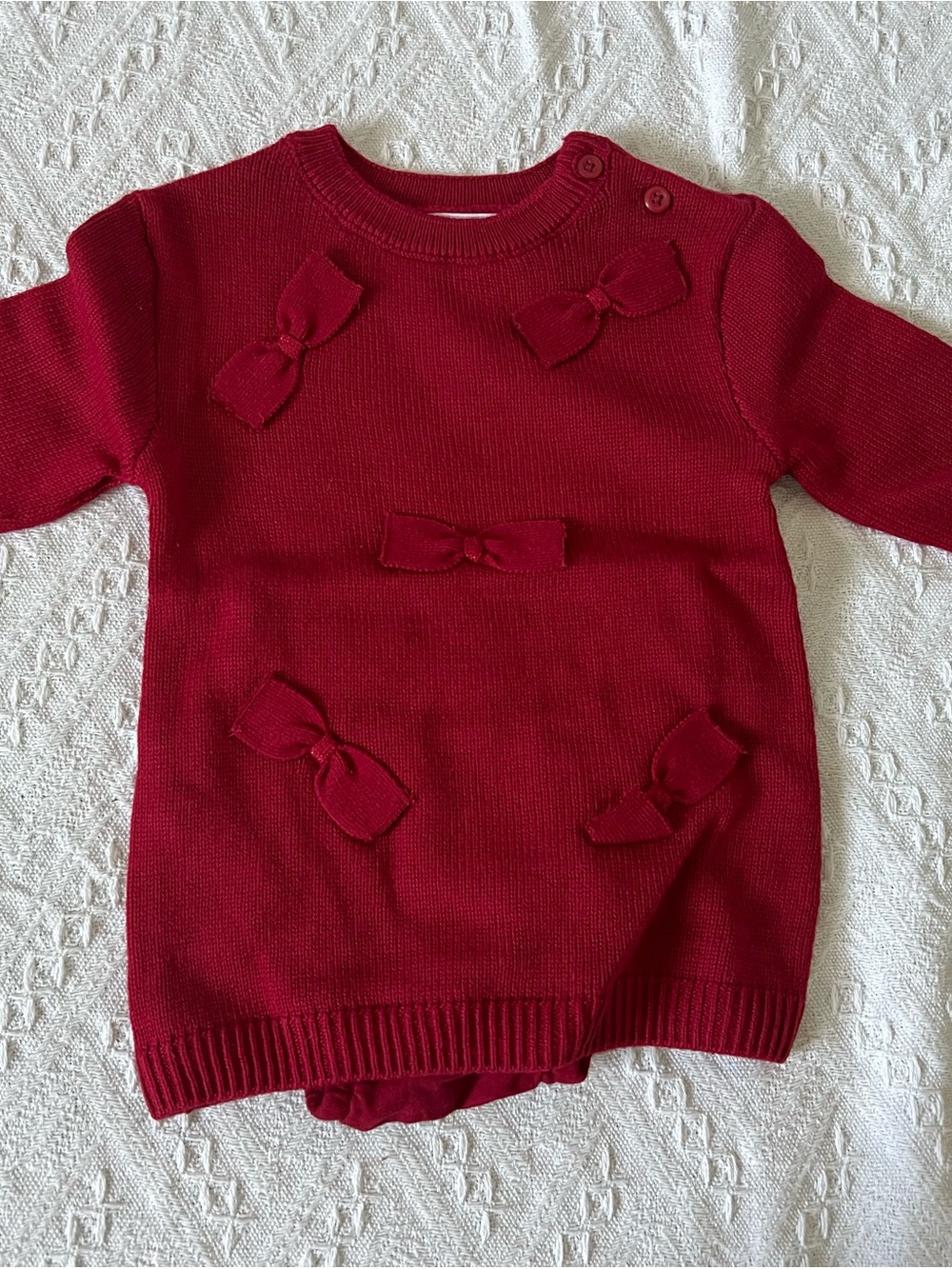 The Children's Place Red Bow Knit Dress with Bloomer